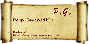 Papp Geminián névjegykártya